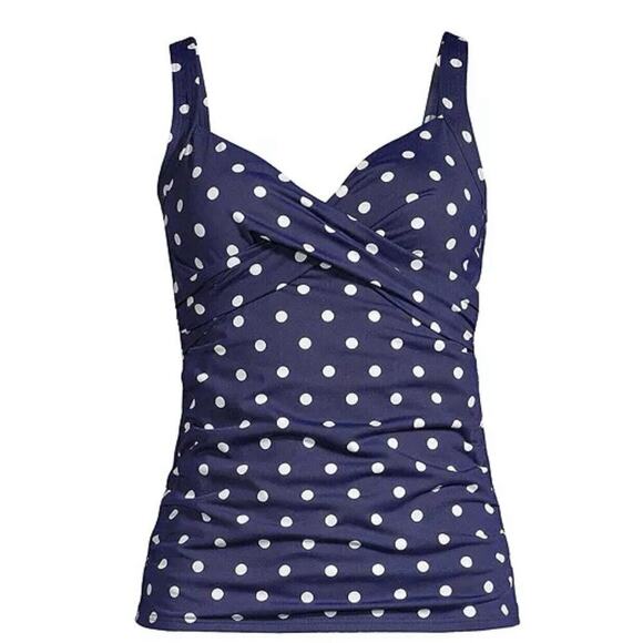 Lands' End Other - Lands End Womens Deep Sea Polka Dot Control Swimsuit Tankini Top Size 14 DD NEW